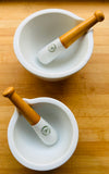 Pair of 1950s Apothecary Porcelain Mortar & Pestle Porcelaine Avignon France