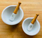 Pair of 1950s Apothecary Porcelain Mortar & Pestle Porcelaine Avignon France
