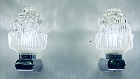 Pair of 1950s EJS Lighting Glass Torch Wall Lights