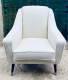Pair of 1950s French Cream Boucle Lounge Chairs