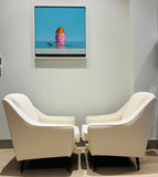 Pair of 1950s French Cream Boucle Lounge Chairs