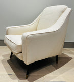 Pair of 1950s French Cream Boucle Lounge Chairs