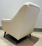 Pair of 1950s French Cream Boucle Lounge Chairs
