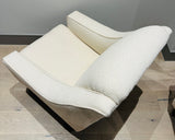 Pair of 1950s French Cream Boucle Lounge Chairs