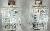 Pair of 1960s Kinkeldey Prism Crystal & Chrome Wall Sconces