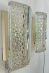 Pair of 1960s Kaiser Leuchten Frosted Glass & Chrome Wall Lights