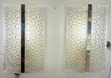 Pair of 1960s Kaiser Leuchten Frosted Glass & Chrome Wall Lights