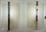 Pair of 1960s Kaiser Leuchten Frosted Glass & Chrome Wall Lights