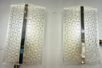 Pair of 1960s Kaiser Leuchten Frosted Glass & Chrome Wall Lights