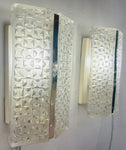 Pair of 1960s Kaiser Leuchten Frosted Glass & Chrome Wall Lights