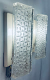 Pair of 1960s Kaiser Leuchten Frosted Glass & Chrome Wall Lights