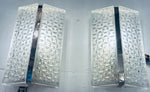 Pair of 1960s Kaiser Leuchten Frosted Glass & Chrome Wall Lights