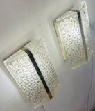 Pair of 1960s Kaiser Leuchten Frosted Glass & Chrome Wall Lights