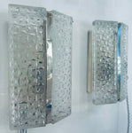 Pair of 1960s Kaiser Leuchten Frosted Glass & Chrome Wall Lights