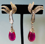 Pair of 1950s Marcel Boucher Pink Teardrop Earrings 8086E