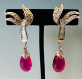 Pair of 1950s Marcel Boucher Pink Teardrop Earrings 8086E