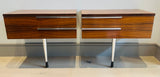 Pair of 1960s Danish Rosewood & Chrome Wall Hung Bedside Tables