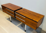 Pair of 1960s Danish Rosewood & Chrome Wall Hung Bedside Tables