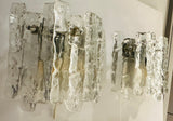 Pair of 1960s Austrian Kalmar Textured Iced Glass Wall Lights