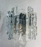 Pair of 1960s Austrian Kalmar Textured Iced Glass Wall Lights