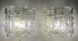 Pair of 1960s Austrian Kalmar Textured Iced Glass Wall Lights