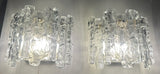 Pair of 1960s Austrian Kalmar Textured Iced Glass Wall Lights
