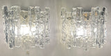 Pair of 1960s Austrian Kalmar Textured Iced Glass Wall Lights