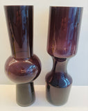 Pair of 1960s Scandinavian Purple Glass Vases