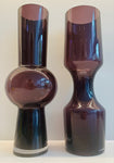 Pair of 1960s Scandinavian Purple Glass Vases