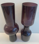 Pair of 1960s Scandinavian Purple Glass Vases