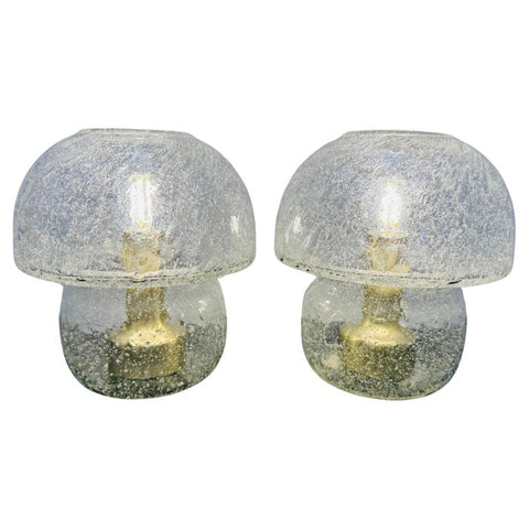 Pair of 1970s Doria Bubbled Glass Table Lamps