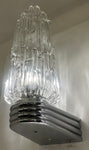 Pair of 1970s German Hoffmeister Iceberg Glass Torch Wall Lights