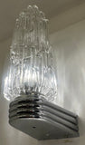 Pair of 1970s German Hoffmeister Iceberg Glass Torch Wall Lights