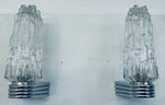 Pair of 1970s German Hoffmeister Iceberg Glass Torch Wall Lights