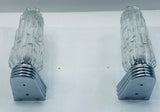 Pair of 1970s German Hoffmeister Iceberg Glass Torch Wall Lights