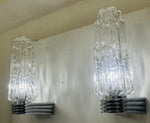 Pair of 1970s German Hoffmeister Iceberg Glass Torch Wall Lights