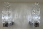 Pair of 1970s German Hoffmeister Iceberg Glass Torch Wall Lights