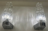 Pair of 1970s German Hoffmeister Iceberg Glass Torch Wall Lights