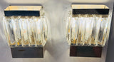 Pair of 1970s German Kinkeldey Faceted Glass & Silver Plate Wall Lights