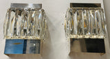 Pair of 1970s German Kinkeldey Faceted Glass & Silver Plate Wall Lights