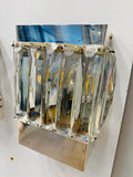 Pair of 1970s German Kinkeldey Faceted Glass & Silver Plate Wall Lights