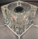 Pair of 1970s German Putzler Clear Cubed Glass Table Lamps