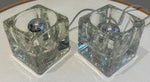 Pair of 1970s German Putzler Clear Cubed Glass Table Lamps