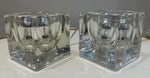 Pair of 1970s German Putzler Clear Cubed Glass Table Lamps