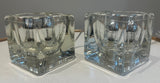 Pair of 1970s German Putzler Clear Cubed Glass Table Lamps