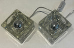 Pair of 1970s German Putzler Clear Cubed Glass Table Lamps