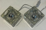 Pair of 1970s German Putzler Clear Cubed Glass Table Lamps