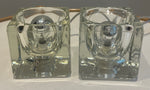 Pair of 1970s German Putzler Clear Cubed Glass Table Lamps