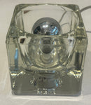 Pair of 1970s German Putzler Clear Cubed Glass Table Lamps