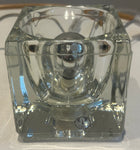 Pair of 1970s German Putzler Clear Cubed Glass Table Lamps